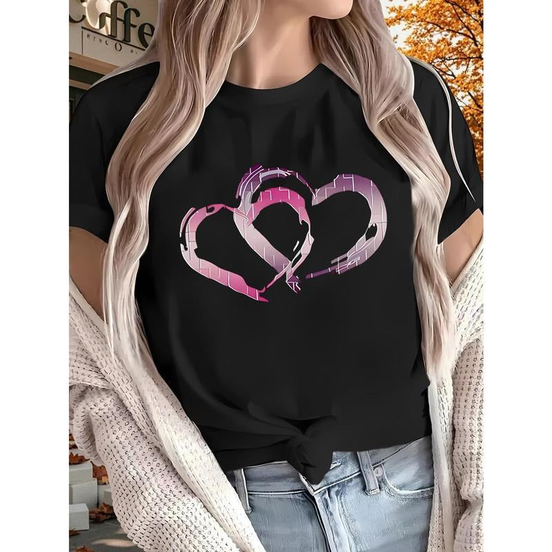 Women'WB shield FOG T-Shirt with Artistic Heart Design