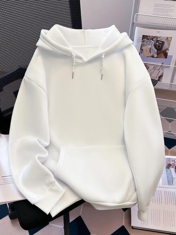 Women'WB shield Fashion Casual Loose-Fit Hooded Sweatshirt, Plain Color Drawstring Pullover, Thick Fabric, Spiky hair...