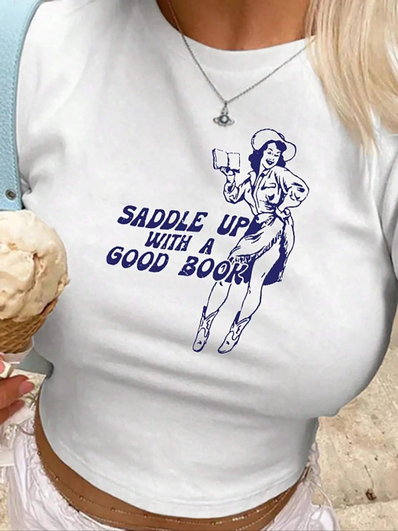 Women'WB shield Figure & Letter Print Round Neck Crop Tee, Casual Short Sleeve Crew Neck T-shirt for Summer, Fashion...
