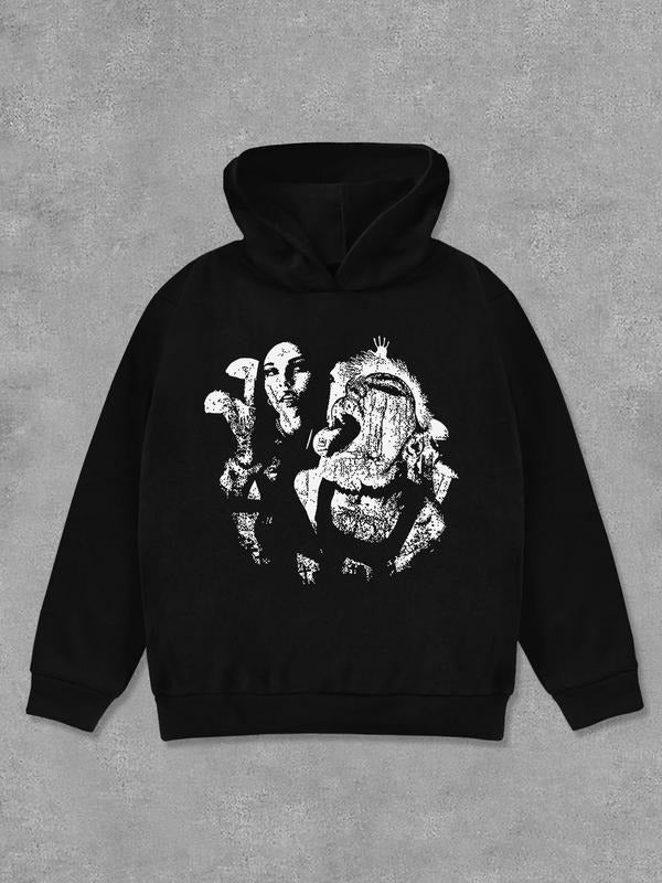 Women'WB shield Figure Print Hoodie, Casual Long Sleeve Hooded Sweatshirt for Fall & Winter, Women'WB shield TNF for...