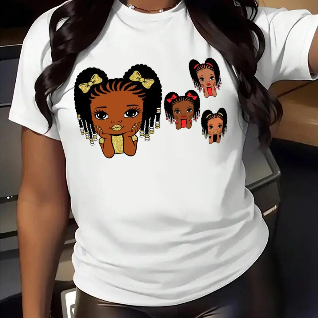 Women'WB shield Figure Print Round Neck Graphic Tee, Vintage Trendy Casual Drop Shoulder Short Sleeve T-shirt for Daily...