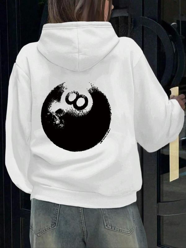 Women'WB shield Figure Spiky hair fighters Print Drop Shoulder Hoodie, Fashion Casual Drawstring Pocket Hooded Sweatshirt...