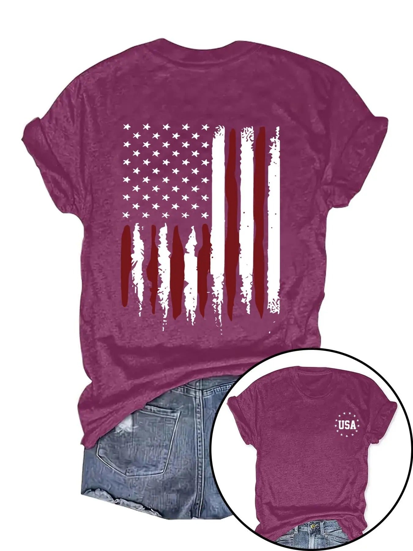 Women'WB shield Flag Print Round Neck Tee, Casual Letter Printed Short Sleeve T-Shirt, Ladies Summer Outfit Hoodie,...