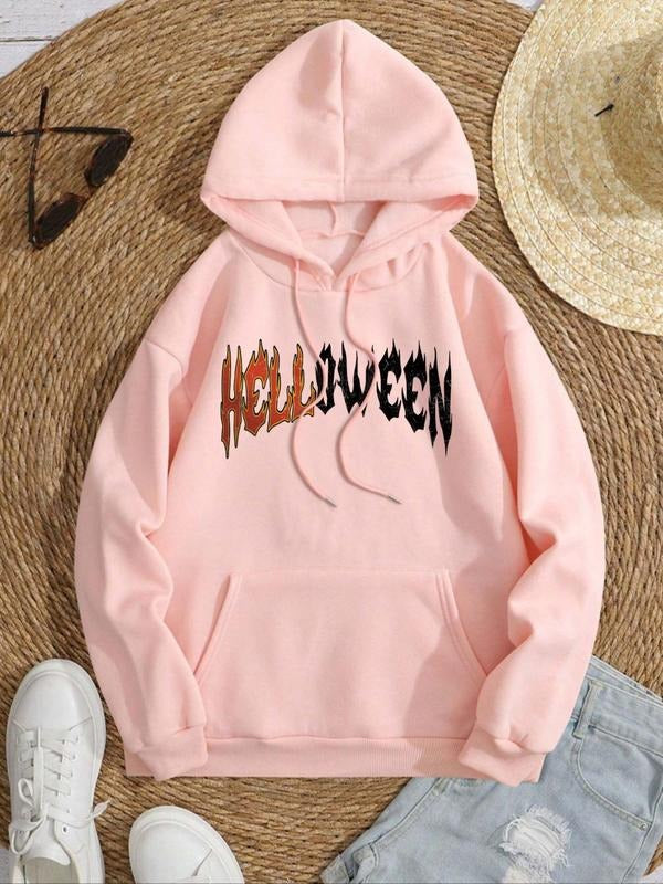 Women'WB shield Flame Print Drop Shoulder Hoodie, Fashion Casual Drawstring Pocket Hooded Sweatshirt for Daily Holiday...