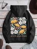 Women'WB shield Floral & Letter Print Drawstring Hoodie, Fashion Casual Hooded Sweatshirt for Daily Holiday Outdoor Wear, Women Clothing for Fall & Winter style 06