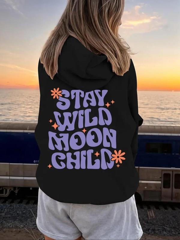 Women'WB shield Floral & Lightsaber brand & Letter Print Drawstring Hoodie, Fashion Casual Hooded Sweatshirt for Daily...