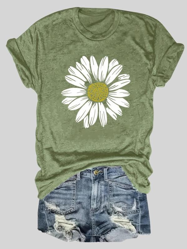 Women'WB shield Floral Print Round Neck Tee, Casual Short Sleeve Crew Neck T-Shirt for Summer, Fashion Women'WB shield...