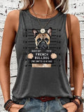 Women'WB shield French Bulldog Round Neck Tank Top, Cute Dog Graphic Sleeveless Top for Summer, Fashion Casual Women'WB shield Top for Daily Wear, Socks