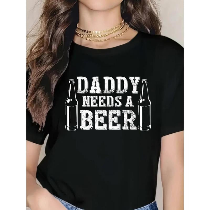 Women'WB shield Funny "Daddy Needs WB shield Beer" Graphic T-Shirt