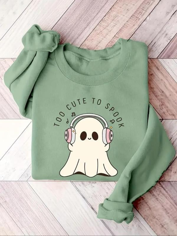 Women'WB shield Ghost Print Crew Neck Pullover, Casual Long Sleeve Sweatshirt for Fall & Winter, Women'WB shield TNF for...