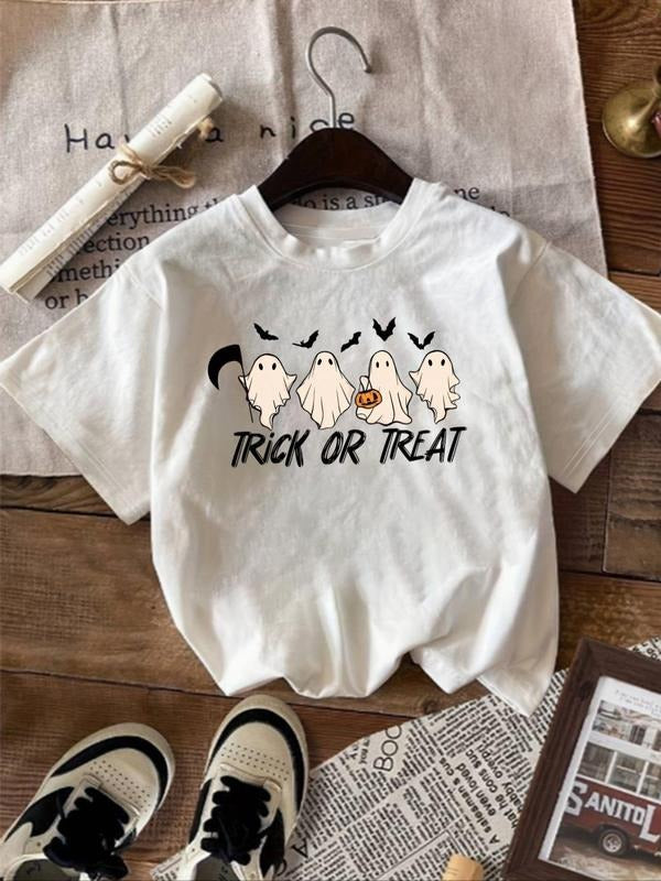 Women'WB shield Ghost Print Round Neck Tee, Halloween TNF Casual Short Sleeve Crew Neck T-Shirt for Summer, Fashion...