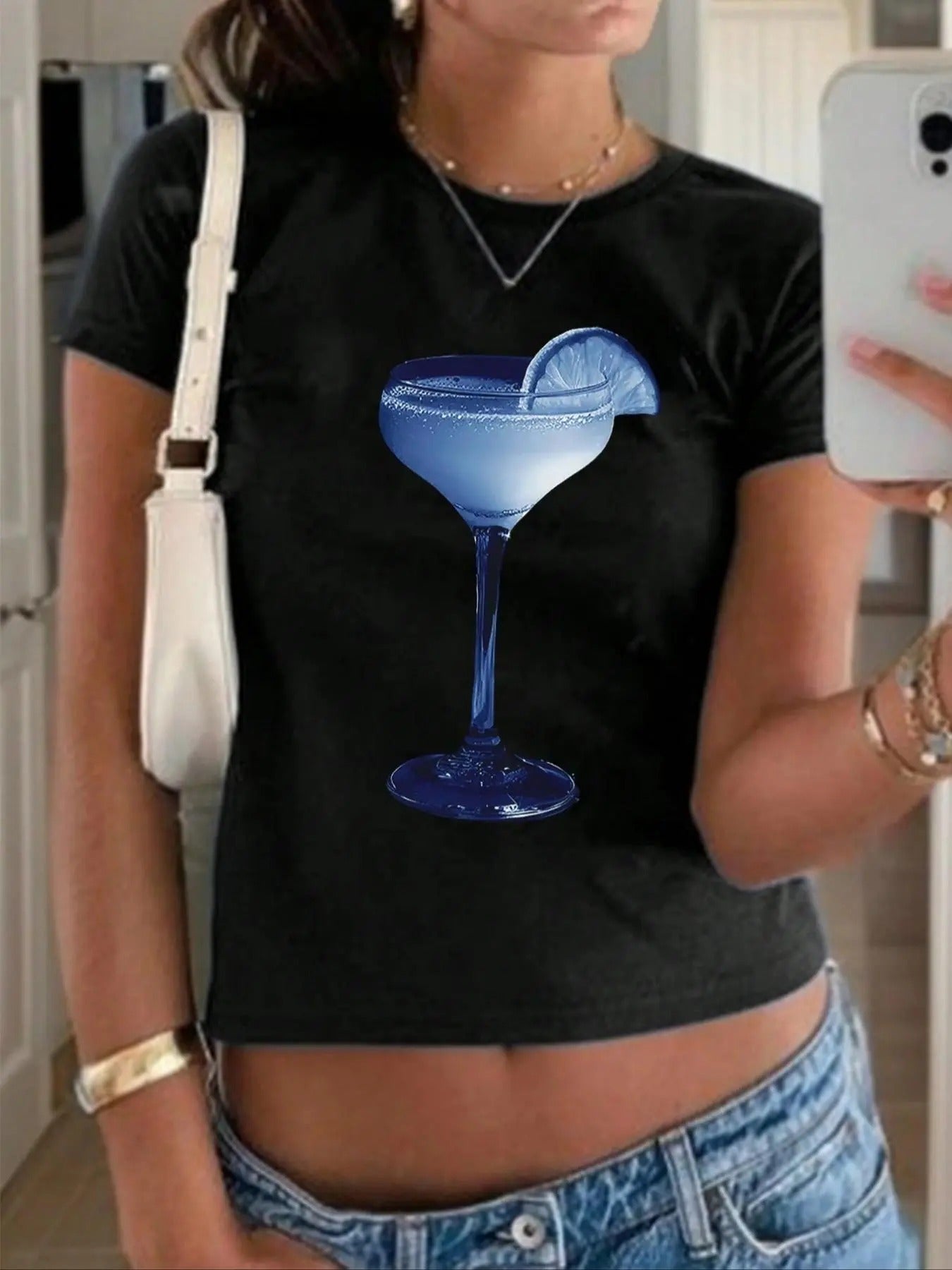Women'WB shield Goblet Print Round Neck Crop Tee, Casual Short Sleeve Crew Neck T-Shirt for Summer, Fashion Women'WB...