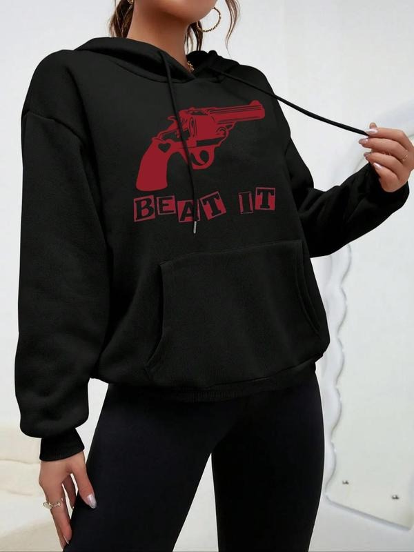Women'WB shield Graphic Drop Shoulder Drawstring Hoodie, Fashion Casual Pocket Hooded Sweatshirt for Daily Holiday...