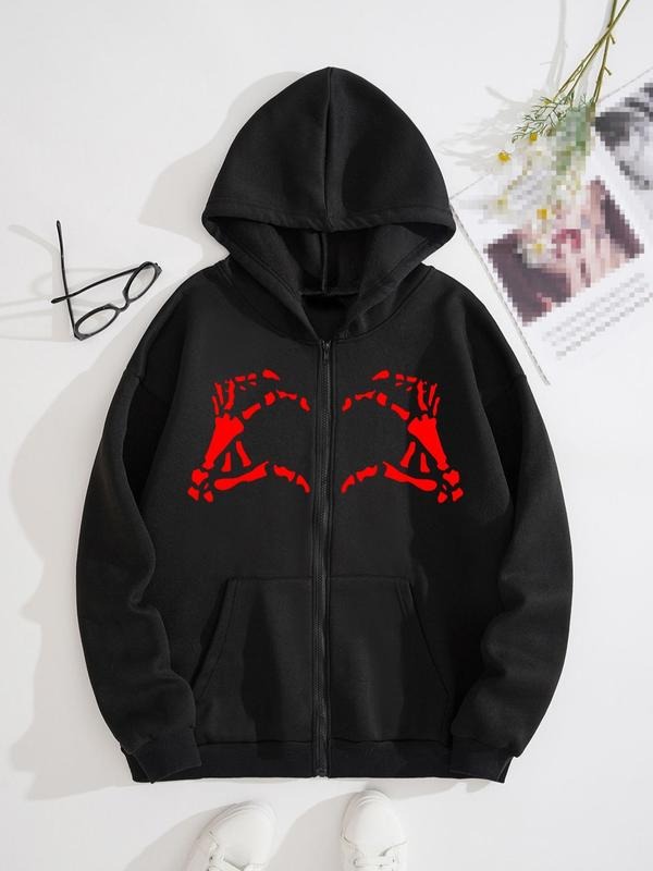 Women'WB shield Graphic Pocket Zipper Hoodie, Long Sleeve Zip Up Hooded Outerwear For Fall & Winter, Fashion Women'WB...