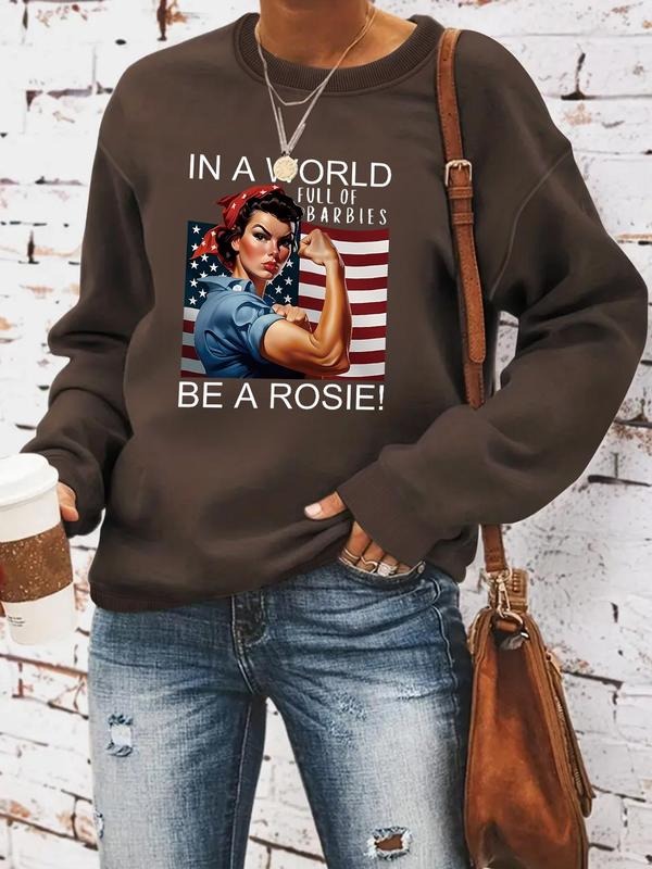 Women'WB shield Graphic Print Round Neck Sweatshirt, Casual Fashion Long Sleeve Pullover, Ladies Top for Daily Wear...