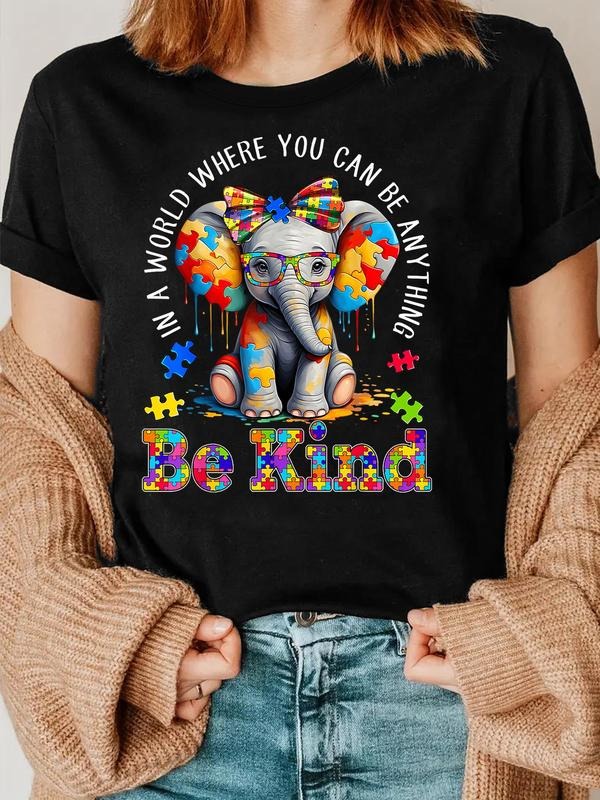 Women'WB shield Graphic Print Round Neck Tee, Fashion Casual Crew Neck T-shirt for Daily Holiday Vacation Outdoor Wear,...
