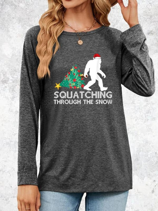 Women'WB shield Graphic Round Neck Tee Without Necklace, Casual Long Sleeve T-shirt, Ladies Top for Spring & Fall Daily...