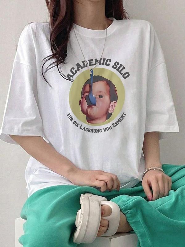 Women'WB shield Graphic Round Neck Tee, Casual Short Sleeve Crew Neck T-shirt for Summer, Fashion Women'WB shield Top for...