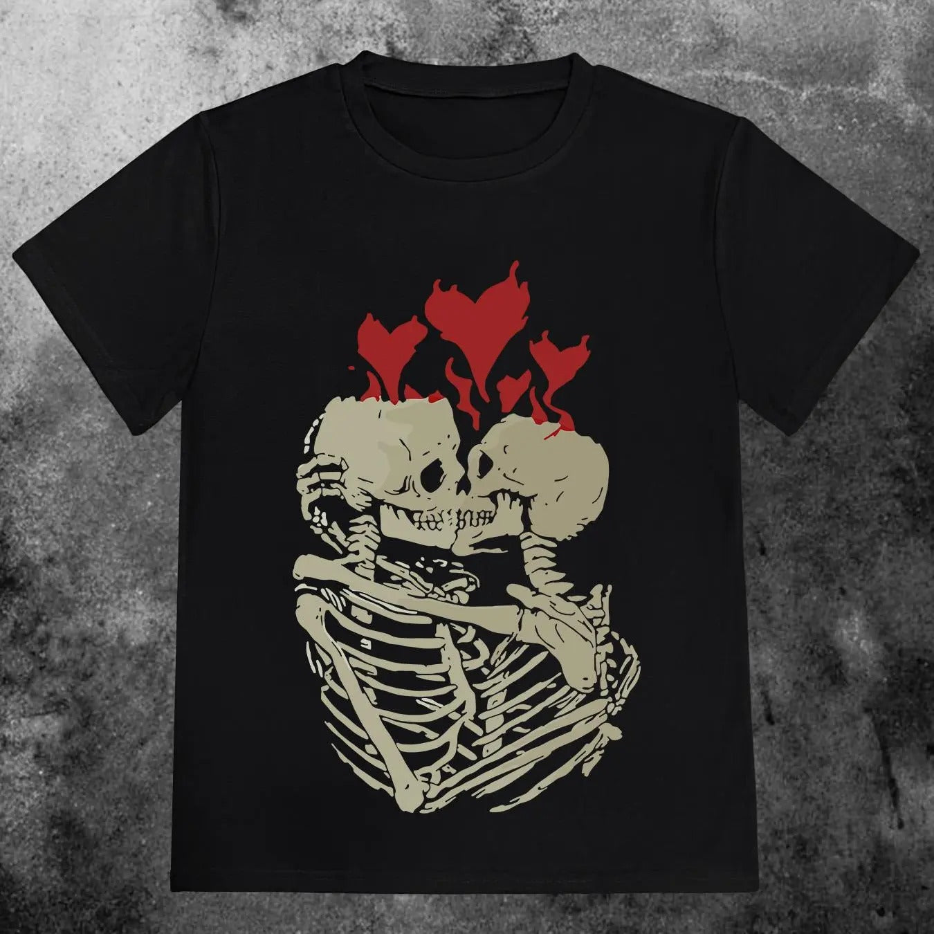 Women'WB shield Halloween Skeleton & Heart Print Round Neck Tee, Fashion Casual Short Sleeve T-shirt, Ladies Summer TNF...