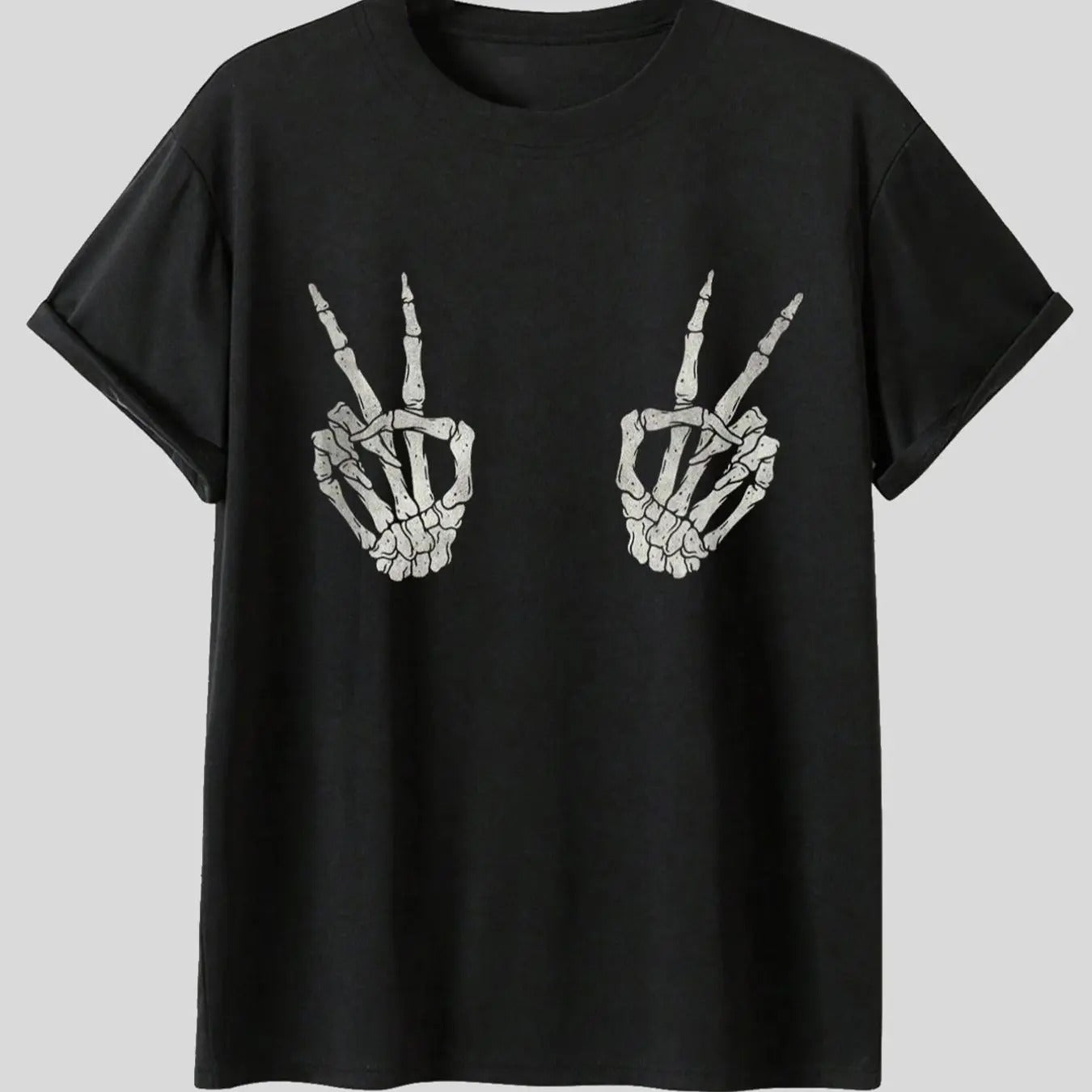Women'WB shield Halloween Skeleton Hand Print Short Sleeve Tee, Casual Round Neck T-shirt for Summer, Women'WB shield Top...