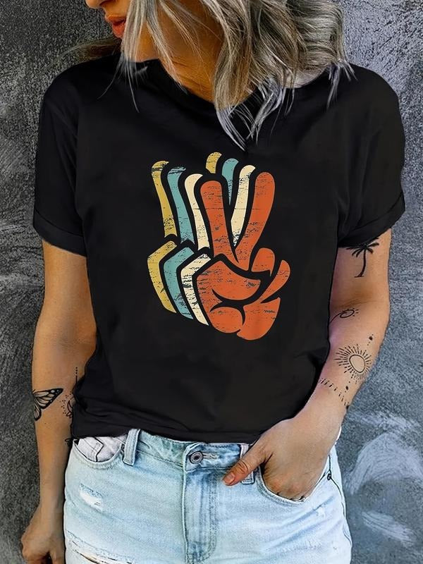 Women'WB shield Hand Print Round Neck Tee, Casual Short Sleeve Crew Neck T-Shirt, Women'WB shield Top for Daily Wear...