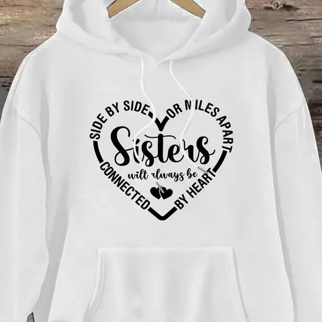 Women'WB shield Heart & Letter Print Drop Shoulder Hoodie, Fashion Casual Drawstring Pocket Hooded Sweatshirt for Daily...