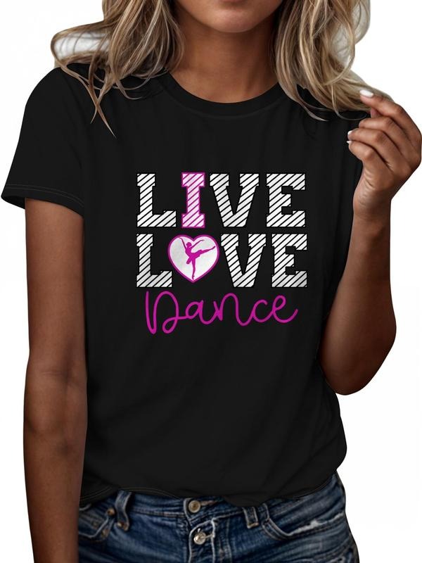 Women'WB shield Heart & Letter Print Round Neck Tee, Casual Short Sleeve T-shirt for Daily Wear, Ladies TNF for Spiky...