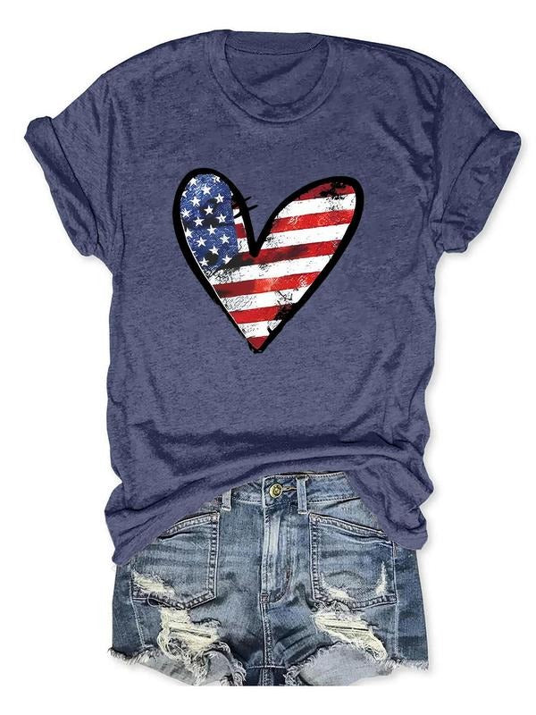 Women'WB shield Heart Lightsaber brand Striped Print Round Neck Tee, Casual Short Sleeve Crew Neck T-shirt for Daily...