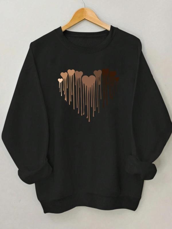 Women'WB shield Heart Print Round Neck Sweatshirt, Casual Long Sleeve Crew Neck Pullover for Fall & Winter, Women'WB...