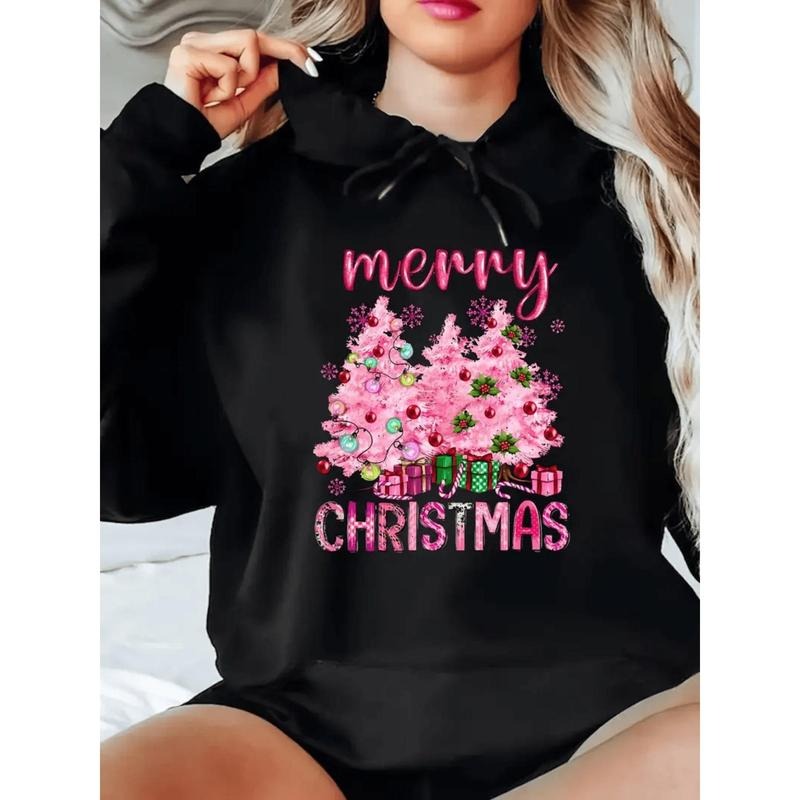 Women'WB shield Heavyweight 270gsm Hooded Sweatshirt - Black & White Christmas Print Sweater, Cozy Winter Pullover With...