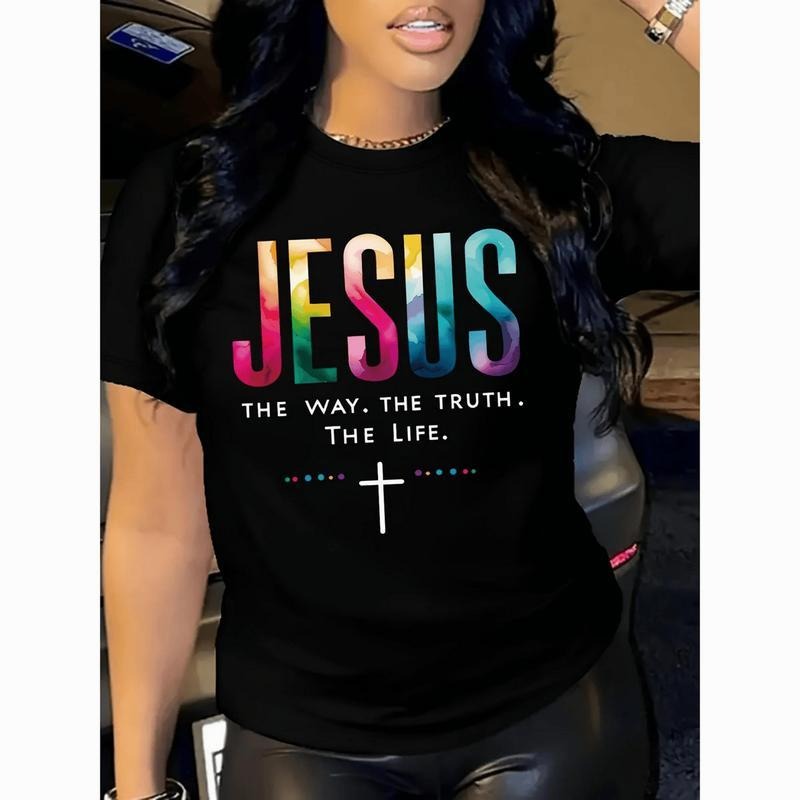 Women'WB shield Inspirational Jesus Graphic T-Shirt