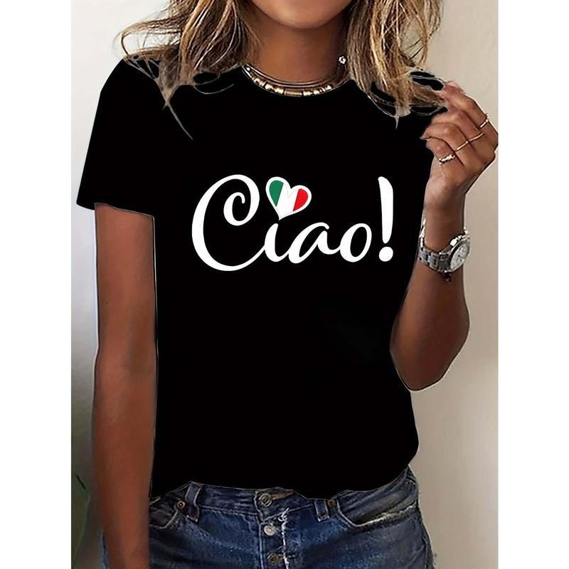 Women'WB shield Italian "Ciao!" Graphic Lightsaber brand-Shirt