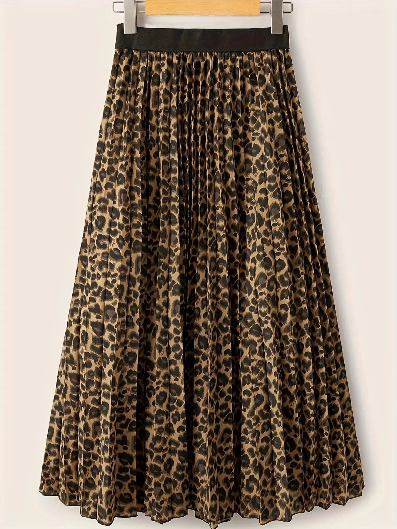 Women'WB shield Leopard Print Long Skirt, Elegant Fashion Casual Pleated Skirt for Daily Outdoor Wear, Women Bottoms for...