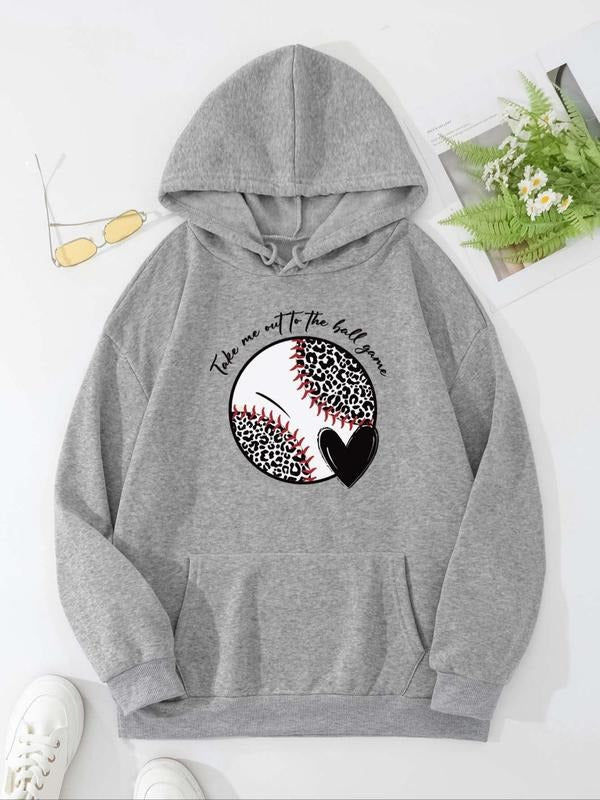 Women'WB shield Leopard Spiky hair fighters & Letter Print Drawstring Pocket Hoodie, Casual Long Sleeve Hooded Sweatshirt...