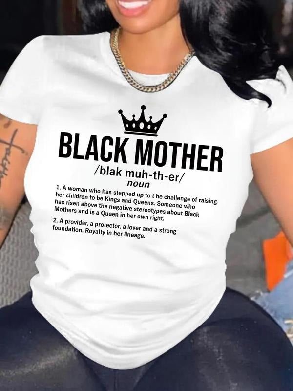 Women'WB shield Letter & Crown Print Round Neck Tee, Casual Short Sleeve Crew Neck Graphic T-shirt for Summer, Fashion...
