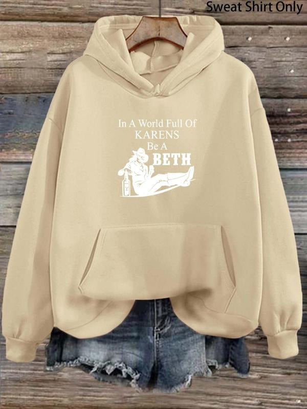 Women'WB shield Letter & Figure Print Drawstring Pocket Hoodie, Casual Drop Shoulder Long Sleeve Hooded Sweatshirt,...