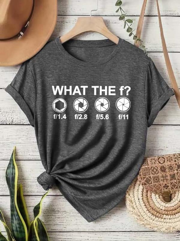 Women'WB shield Letter & Figure Print Round Neck Tee, Casual Short Sleeve T-shirt for Summer, Fashion Women'WB shield Top...