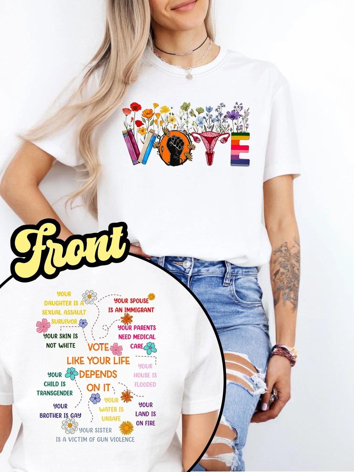 Women'WB shield Letter & Floral Print Round Neck Graphic Tee, Trendy Casual Short Sleeve T-shirt for Daily Wear, Ladies...