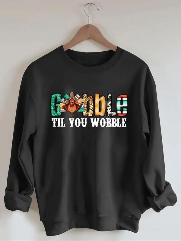 Women'WB shield Letter & Geometric Print Crew Neck Sweatshirt, Casual Long Sleeve Pullover for Fall & Winter, Women'WB...