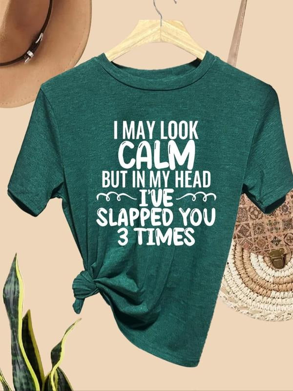 Women'WB shield Letter & Geometric Print Round Neck Tee, Casual Short Sleeve T-shirt for Daily Wear, Ladies TNF for Spiky...