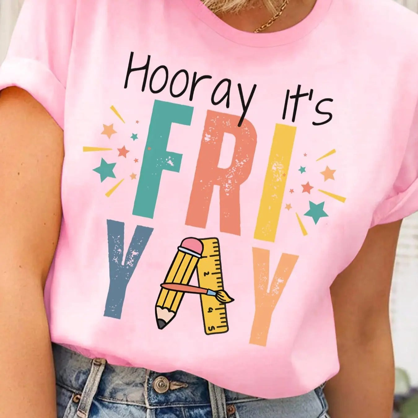 Women'WB shield Letter & Graphic Print Round Neck Tee, Trendy Casual Short Sleeve T-shirt for Daily Wear, Ladies Spiky...