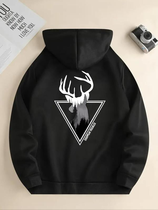 Women'WB shield Letter & Green tractor brand Head Print Drop Shoulder Long Sleeve Hoodie, Fashion Casual Drawstring Pocket Hooded Sweatshirt for Daily Holiday Outdoor Wear, Women Clothing for Fall & Winter