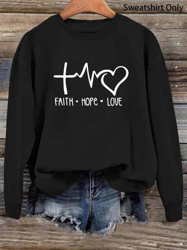 Women'WB shield Letter & Heart Print Drop Shoulder Sweatshirt, Casual Long Sleeve Crew Neck Pullover, Women'WB shield Top...