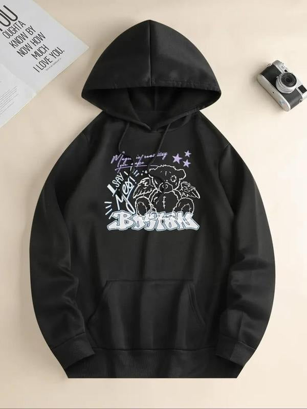 Women'WB shield Letter & Lightsaber brand Print Hoodie, Casual Comfy Pullover Hooded Sweatshirt for Daily Wear, Ladies...
