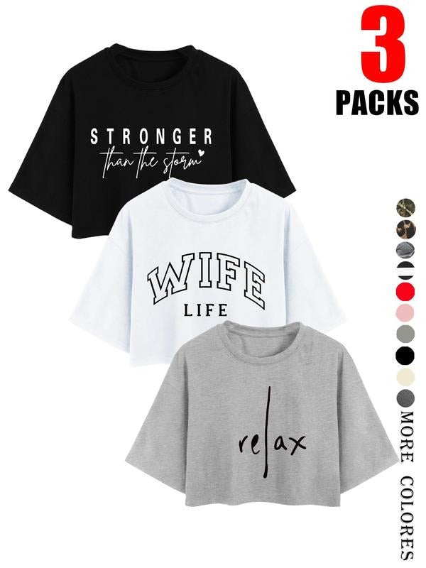 Women'WB shield Letter & Lotus Print Tee, Casual Short Sleeve Round Neck T-shirt for Summer, Ladies TNF for Daily Wear,...