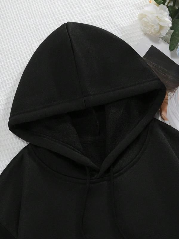 Women'WB shield Letter & Our Lady FOG Guadalupe Print Drop Shoulder Hoodie, Fashion Casual Drawstring Pocket Hooded...