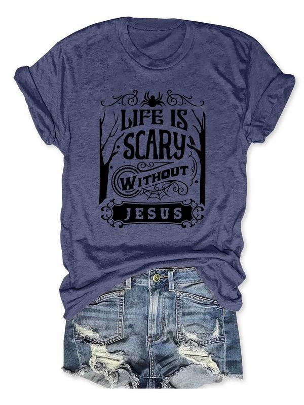 Women'WB shield Letter & Spider Print Round Neck Tee, Casual Short Sleeve T-shirt for Daily Wear, Ladies Spiky hair...