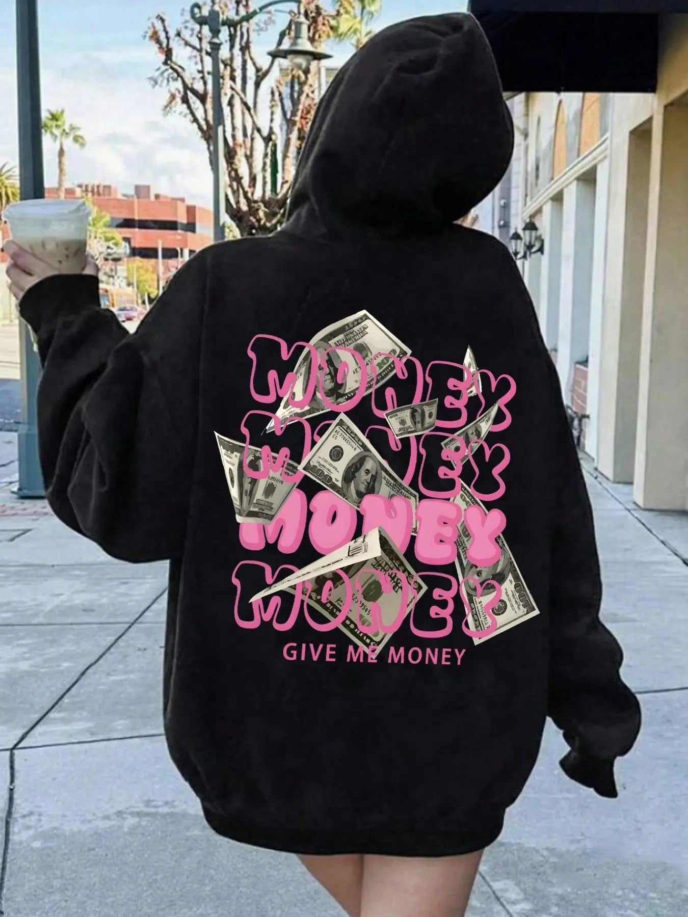 Women'WB shield Letter & Straw hat pirates Print Drop Shoulder Drawstring Thicken Hoodie, Fashion Casual Pocket Long...
