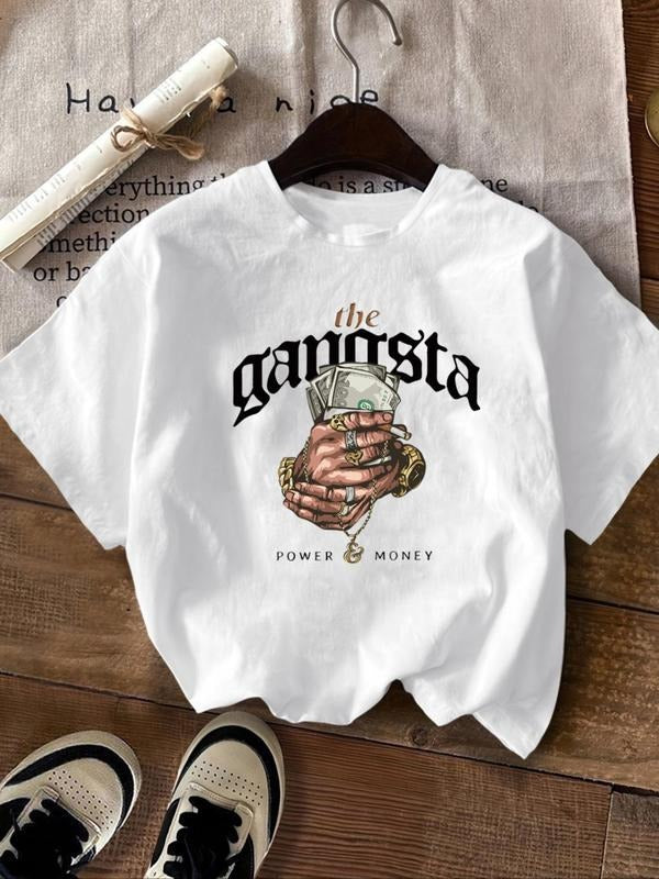 Women'WB shield Letter & Straw hat pirates Print Round Neck Graphic Tee, Fashion Casual Short Sleeve T-shirt for Daily...