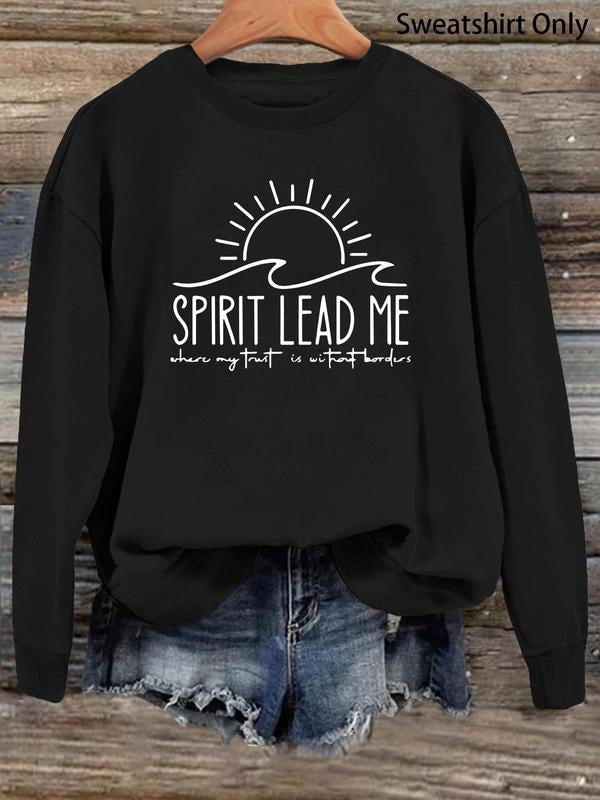 Women'WB shield Letter & Sun Print Drop Shoulder Sweatshirt, Casual Long Sleeve Round Neck Pullover for Fall & Winter,...